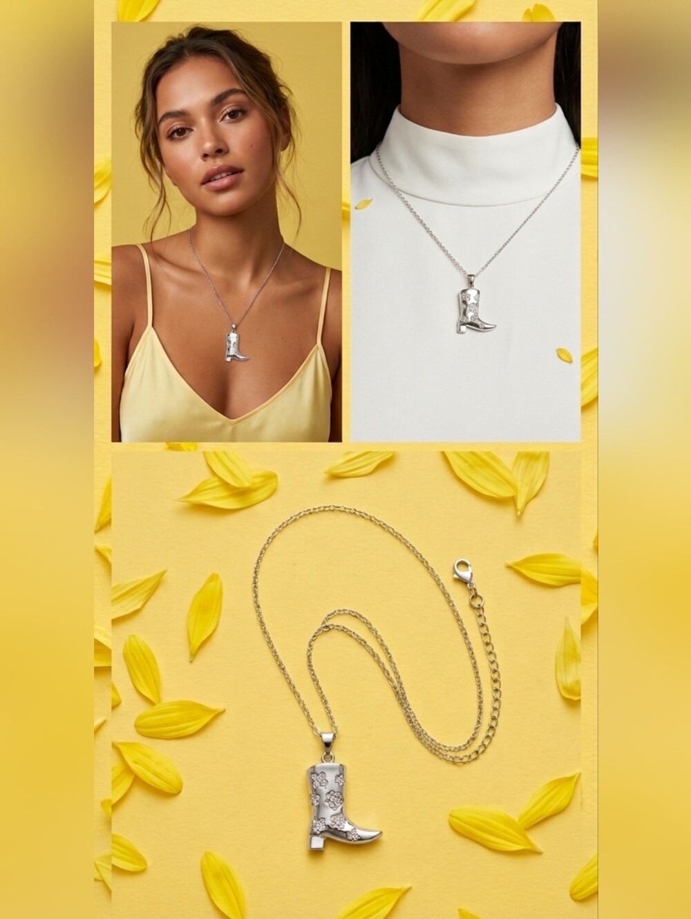 Silver boot Necklace
